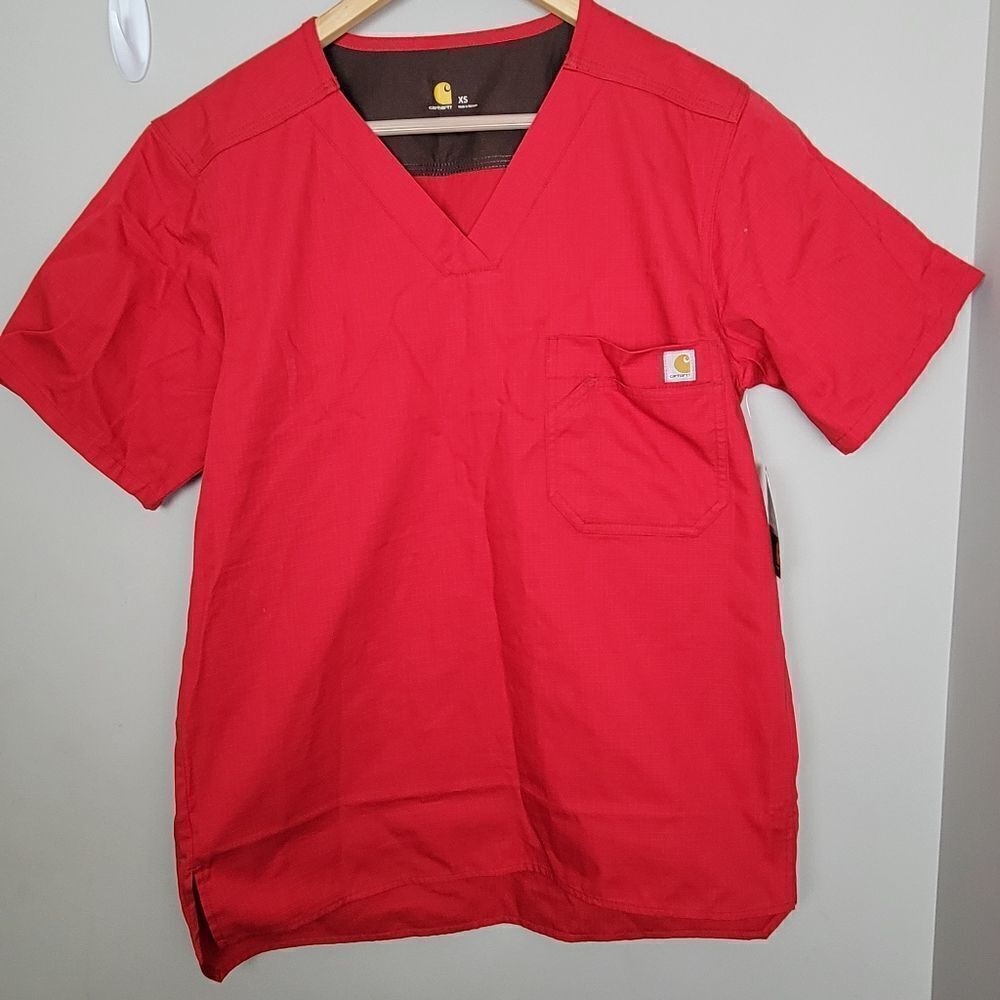 Carhartt Men's Ripstop Scrub Utility Top C15108 Medical Scrubs Red Mens XS